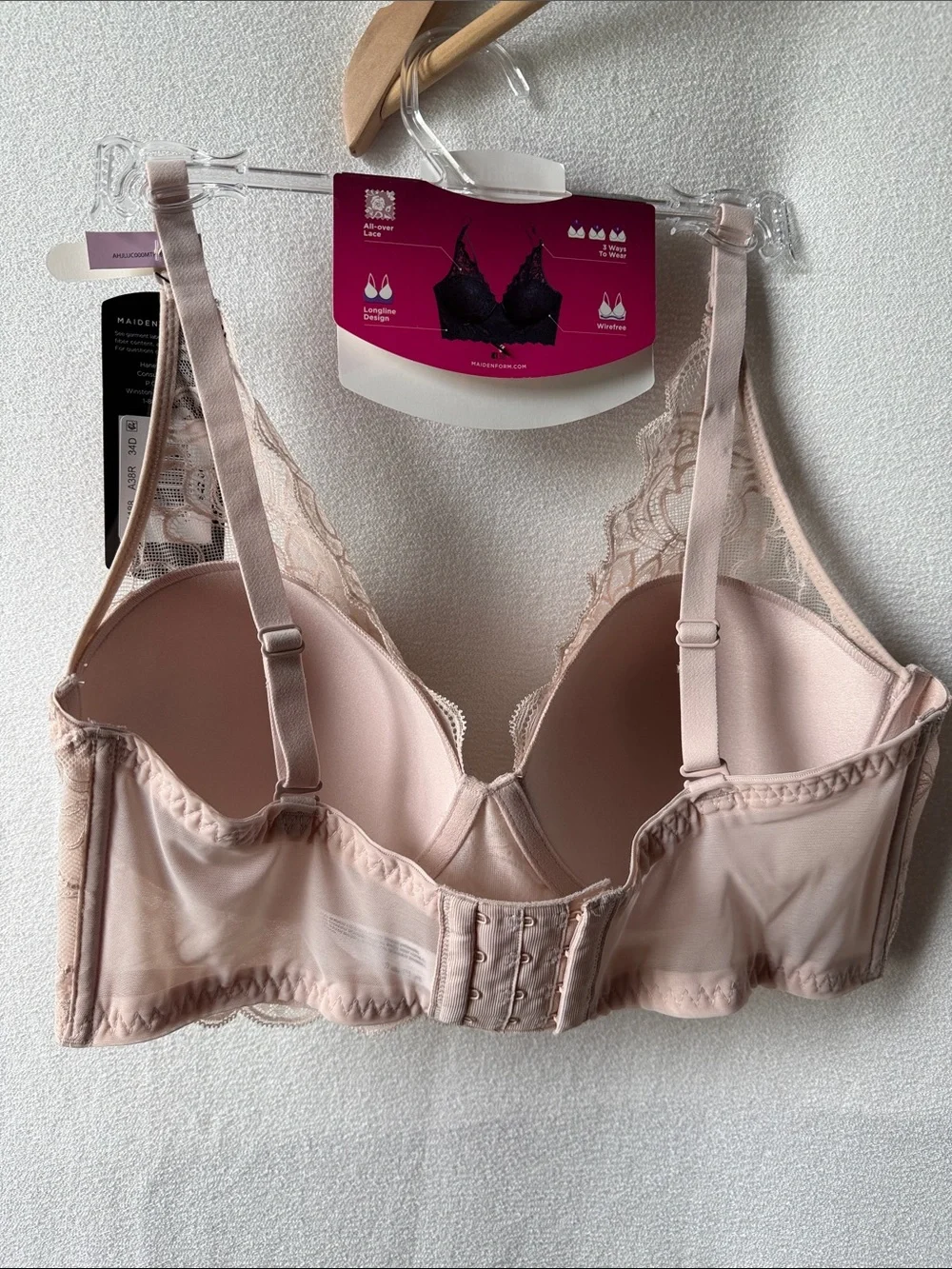 Maidenform Lace Longline Wireless Bra - Light Blush